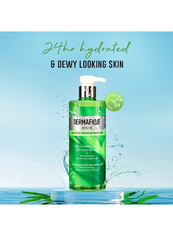 Dermafique Aqua Cloud Hydrating Shower Gel – 500ml, Body Wash for Women & Men, 24 hr Hydration, No Parabens/SLS/SLES, with Hyaluronic Acid & NMF, Sensitive, Dry, Oily, Normal Skin | Dermat Tested - Image 3