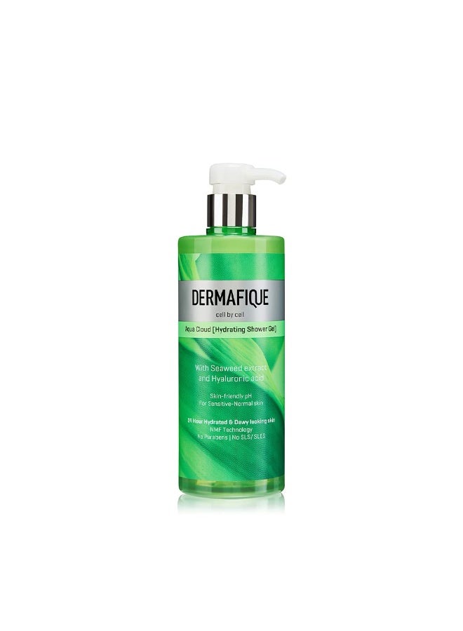Dermafique Aqua Cloud Hydrating Shower Gel – 500ml, Body Wash for Women & Men, 24 hr Hydration, No Parabens/SLS/SLES, with Hyaluronic Acid & NMF, Sensitive, Dry, Oily, Normal Skin | Dermat Tested - Image 1