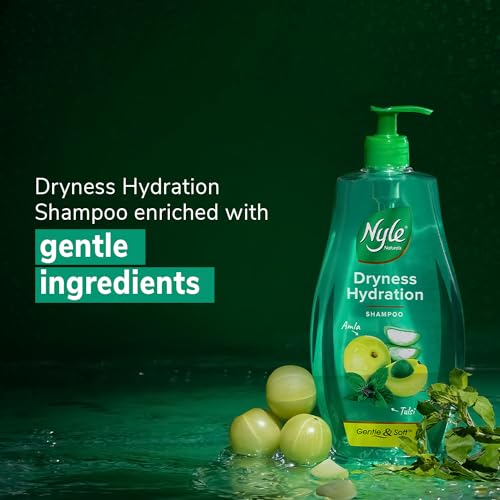 Nyle Naturals Dryness Hydration Shampoo, with Tulsi, Amla and Aloe Vera, Gentle & Soft Shampoo, pH Balanced and Paraben Free, For Men and Women,400ml - Image 5