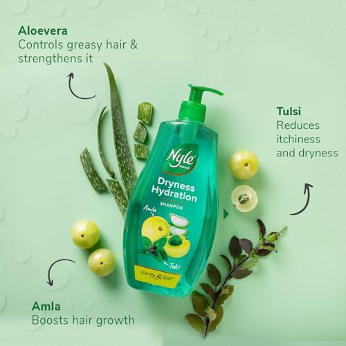Nyle Naturals Dryness Hydration Shampoo, with Tulsi, Amla and Aloe Vera, Gentle & Soft Shampoo, pH Balanced and Paraben Free, For Men and Women,400ml - Image 4