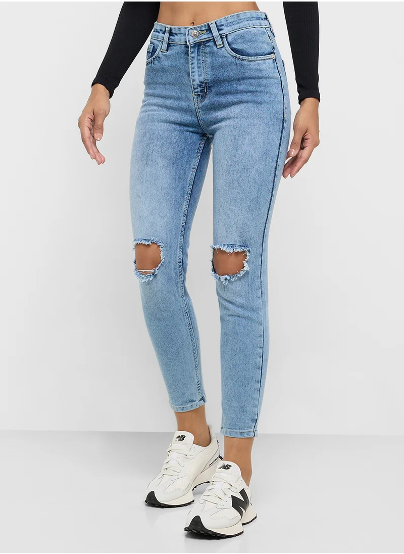 جينجر Distressed Skinny Fit Jeans