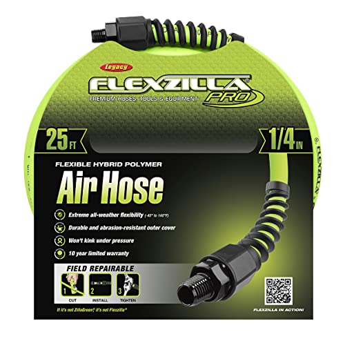 Flexzilla Pro Air Hose, 1/4 in. x 25 ft., Heavy Duty, Lightweight, Hybrid, ZillaGreen - HFZP1425YW2 - Image 2