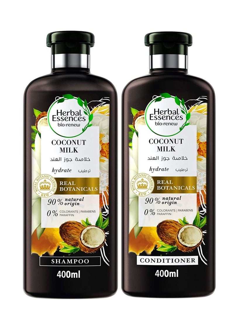 Herbal Essences Bio Renew Coconut Milk Shampoo 400ml with Conditioner 400ml  - Image 1