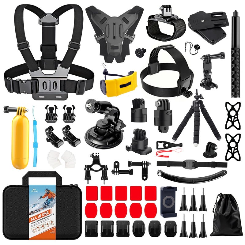 HONGDAK 70in1 Upgrade Action Camera Accessories Kit Compatible with GoPro Hero 13 12 11 10 9 8 7 6 5 4 Max 11 mini Insta360 X5 X4 X3 GO3 DJI Osmo Action 6 5Pro 4 3 AKASO Sony Sports DV - Image 1