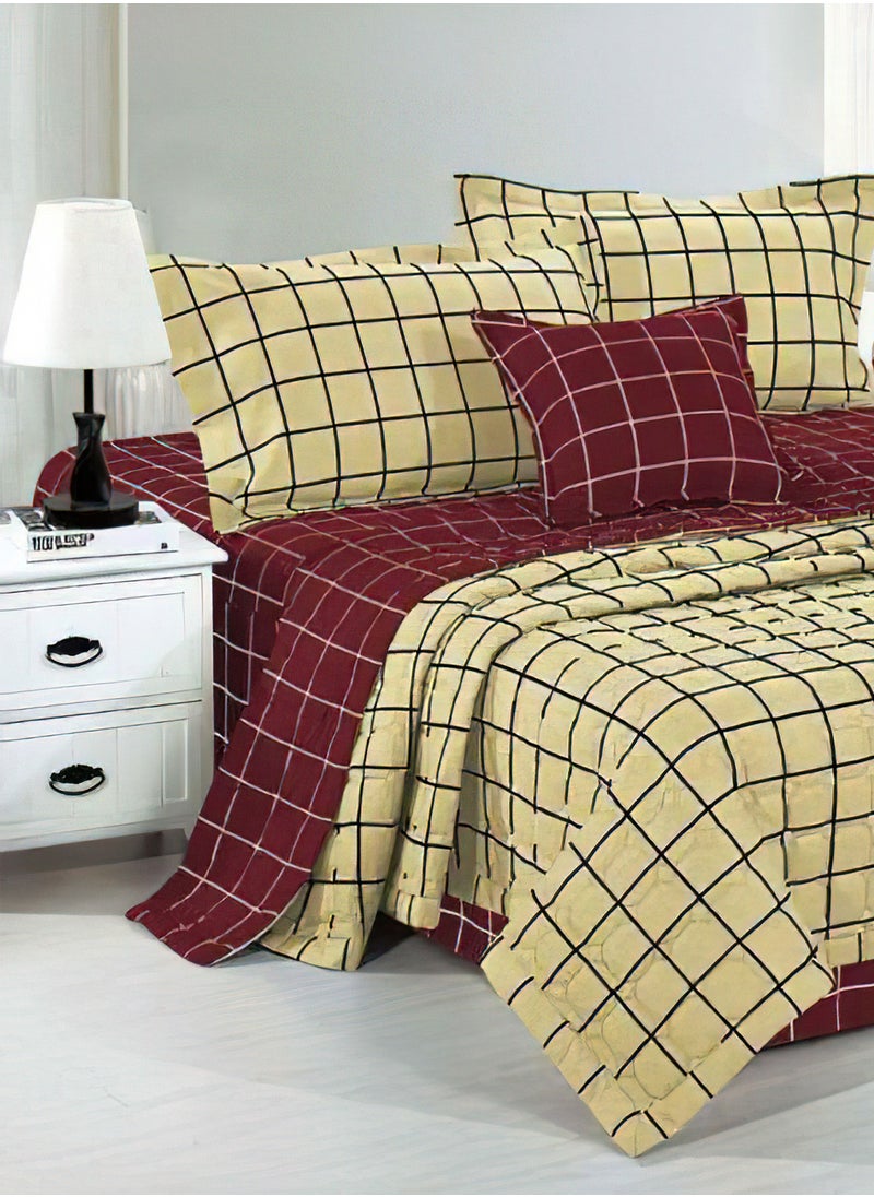 Hours 6 Pieces Comforter Set King Size 220 X 240 Cm Solid Color Reversible Bedding Set for All Seasons  - Image 2