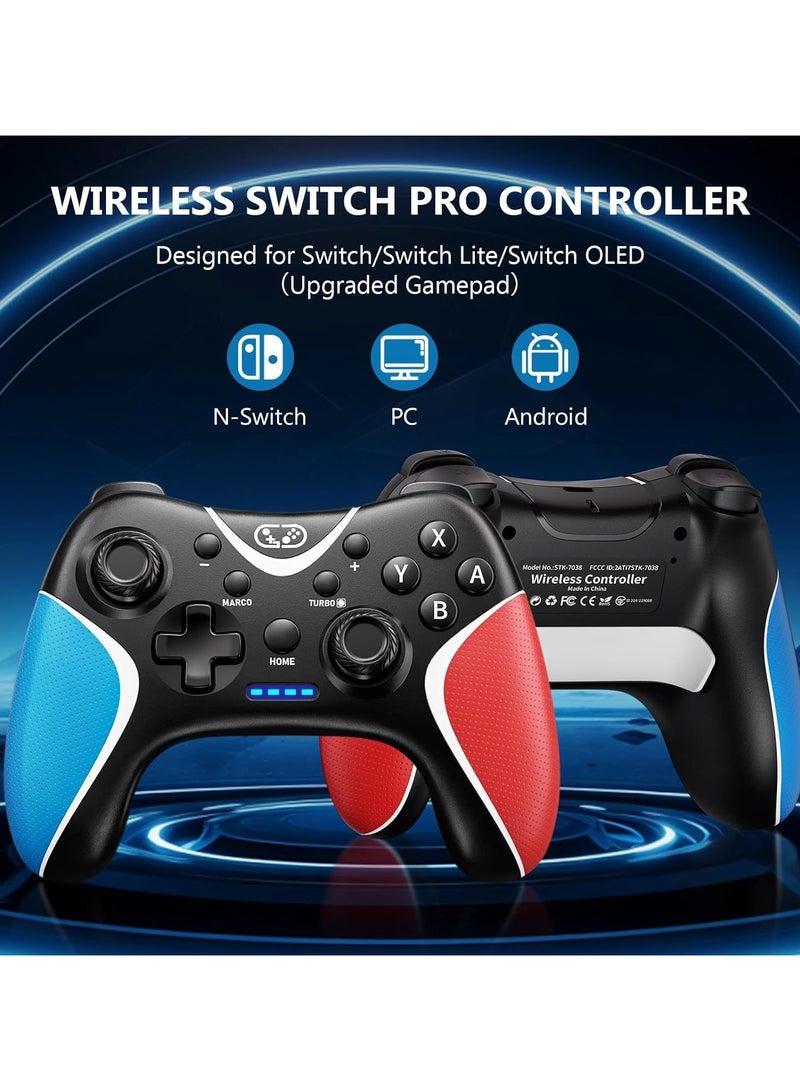 جهاز تحكم لاسلكي لجهاز Switch NS، مقبض ألعاب بلوتوث مع أزرار خلفية قابلة للتخصيص، وظائف ماكرو قابلة للبرمجة وتيربو، تحكم بالاهتزاز والحركة. - Image 5
