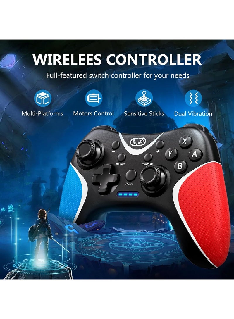 جهاز تحكم لاسلكي لجهاز Switch NS، مقبض ألعاب بلوتوث مع أزرار خلفية قابلة للتخصيص، وظائف ماكرو قابلة للبرمجة وتيربو، تحكم بالاهتزاز والحركة. - Image 4