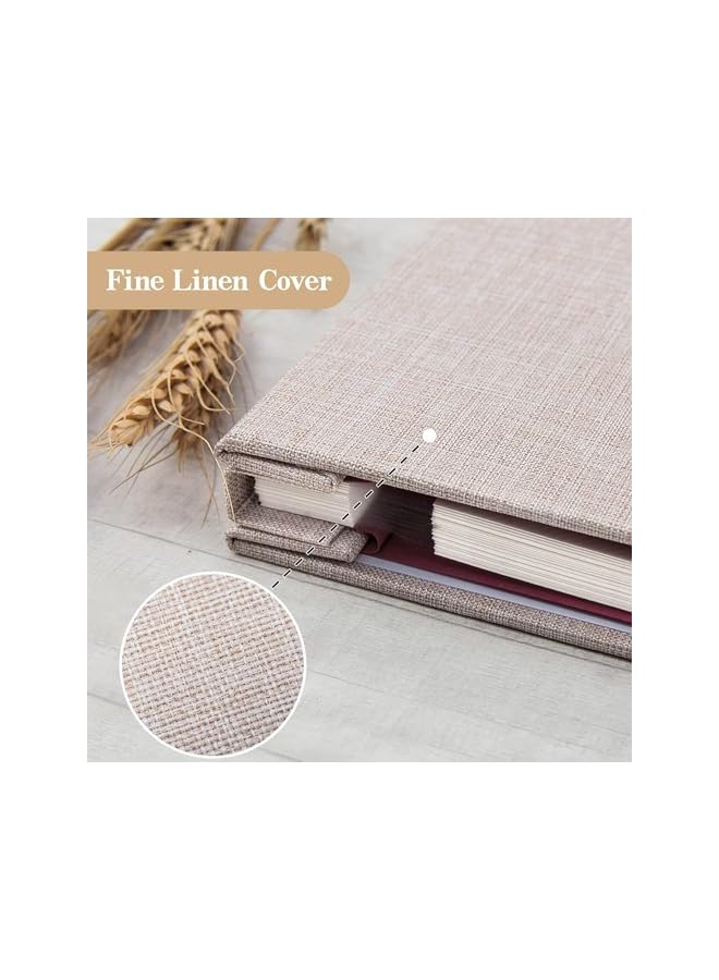 The Bros ألبوم صور كبير ذاتي اللصق بغطاء قماش مع نافذة، 40 صفحة فارغة (20 ورقة) ألبوم قصاصات DIY 28 سم × 27 سم، بيج (120-01) - Image 3