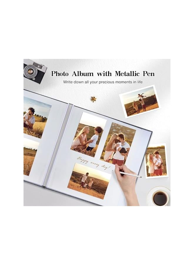 The Bros ألبوم صور كبير ذاتي اللصق بغطاء قماش مع نافذة، 40 صفحة فارغة (20 ورقة) ألبوم قصاصات DIY 28 سم × 27 سم، بيج (120-01) - Image 5