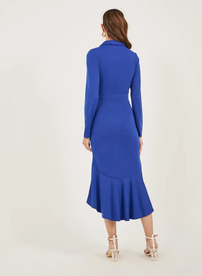 Styli Plain Long Sleeves Blazer Midi Dress