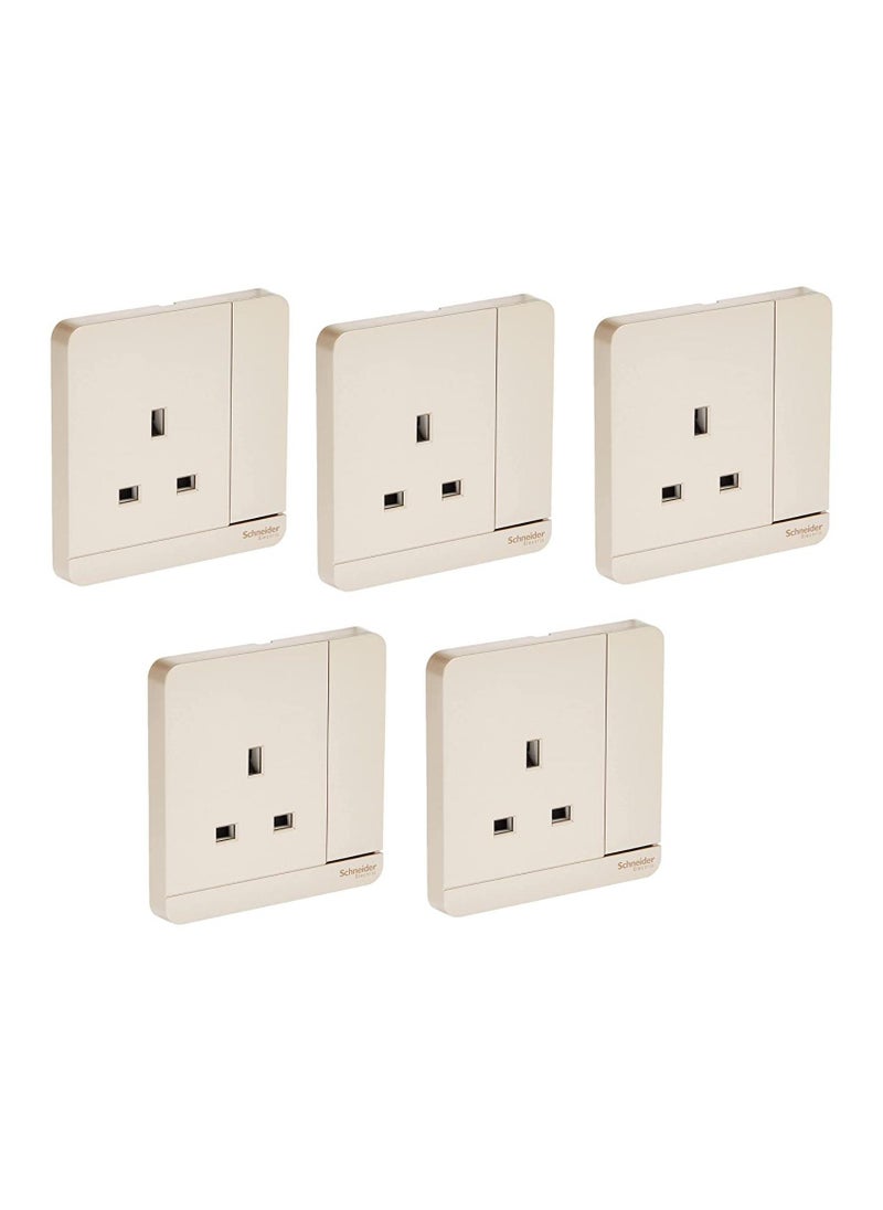 Schneider Electric Schneider Electric E8315N_WG_G12 AvatarOn Gold - Single switched socket - 13 A - 230 V - 1 gang -Gold with Neon - Pack of 5 