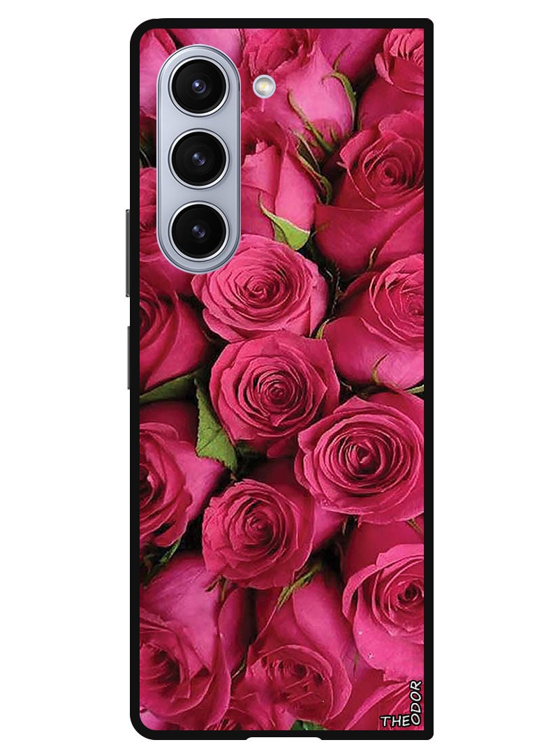 Theodor Protective Case Anti Scratch Shock Proof Bumper Cover For Samsung Galaxy Z Fold 6 Pink Roses - Image 1