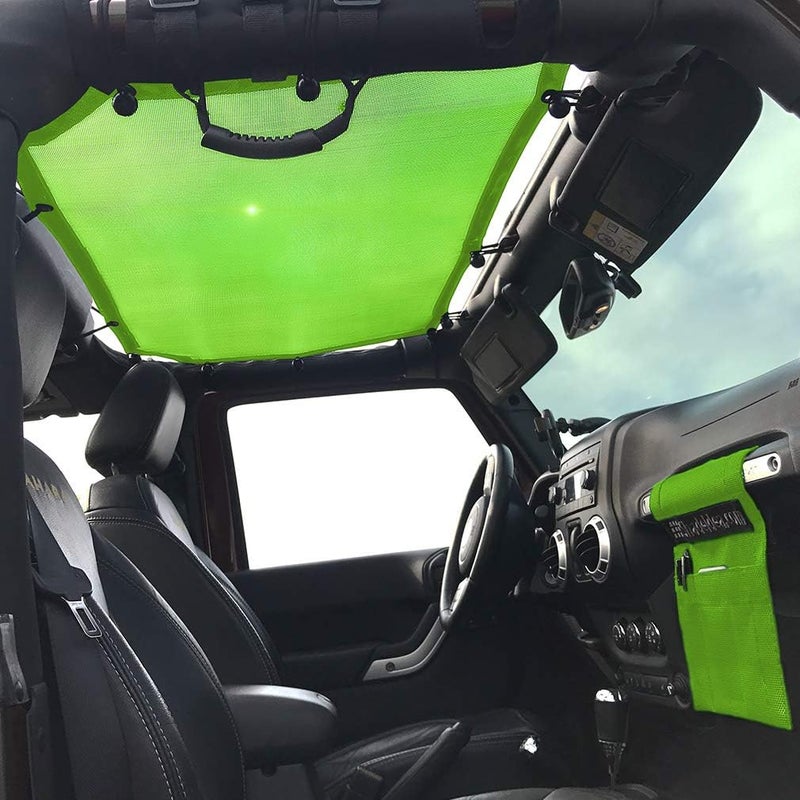 Shadeidea JK Sun Shade Top for Jeep Wrangler JKU (2007-2018) - Green Soft Mesh Roof Cover - Image 2
