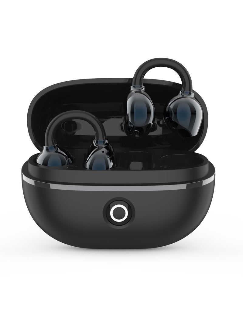 G-Tab CLIP 2 True Wireless Bluetooth Earbuds, Open-Ear TWS Earbuds with Airy C-Bridge Design, Bluetooth 6.0 Bluetooth Earphones, ENC Noise Cancelling Calling, Dual Device Connectivity, 30Hr Standby Battery – Black - Image 1