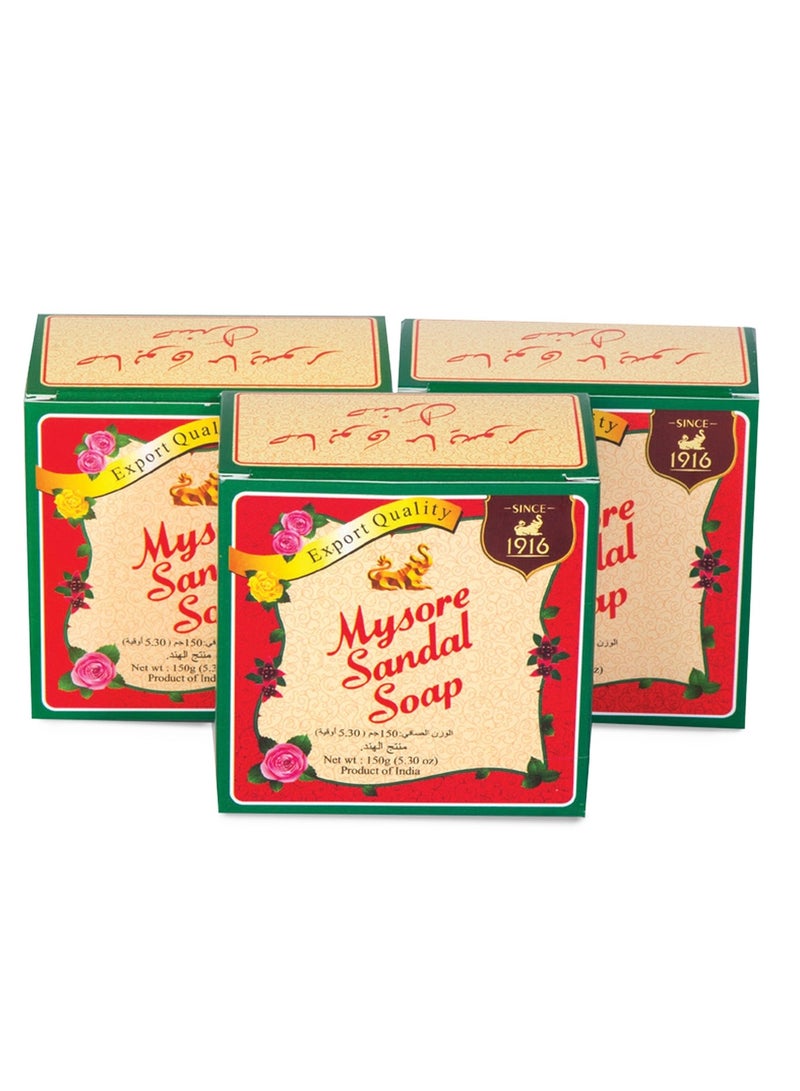 Mysore Sandal Soap, 150g (Pack of 3) - Image 1