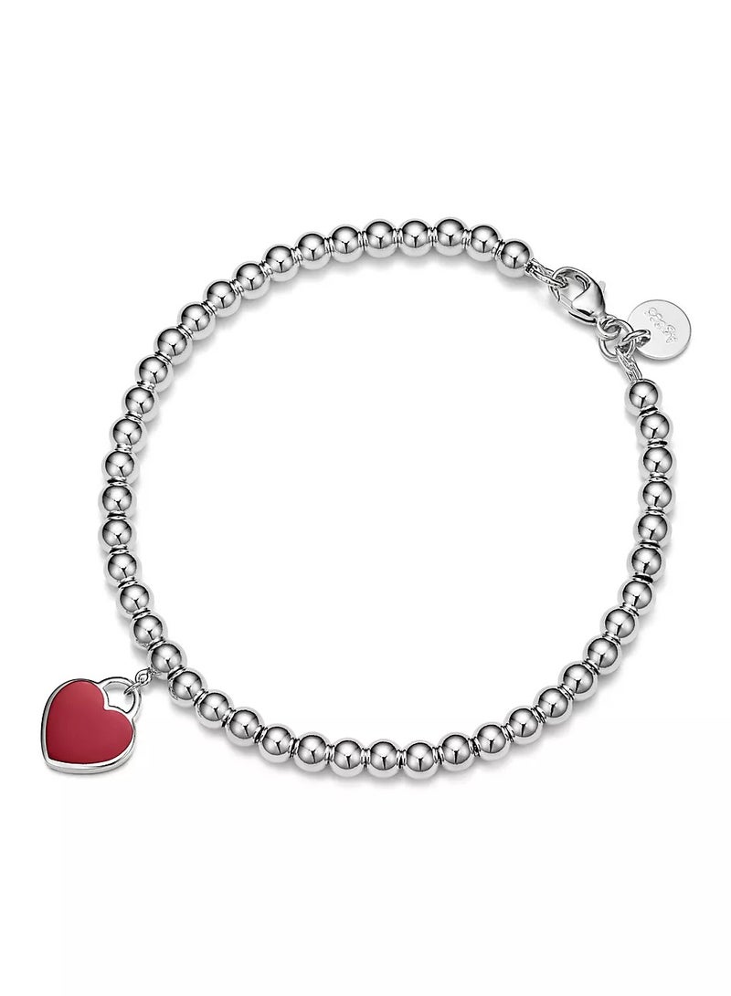 تيفاني اند كو سوار تيفاني الأحمر المصنوع من خرز القلب الصغير من الفضة مع الماس، مقاس 4 مم - Image 1