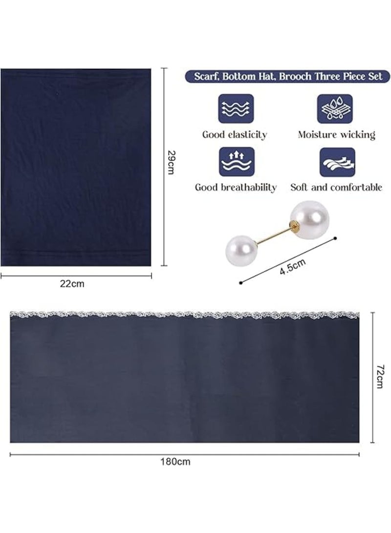 Zikra Embroidery Lace Hijab Sets, Chiffon Scarf with Matching Tube Undercap Pins for Women - Image 5