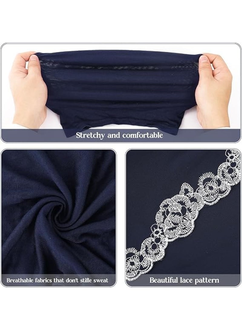 Zikra Embroidery Lace Hijab Sets, Chiffon Scarf with Matching Tube Undercap Pins for Women - Image 3
