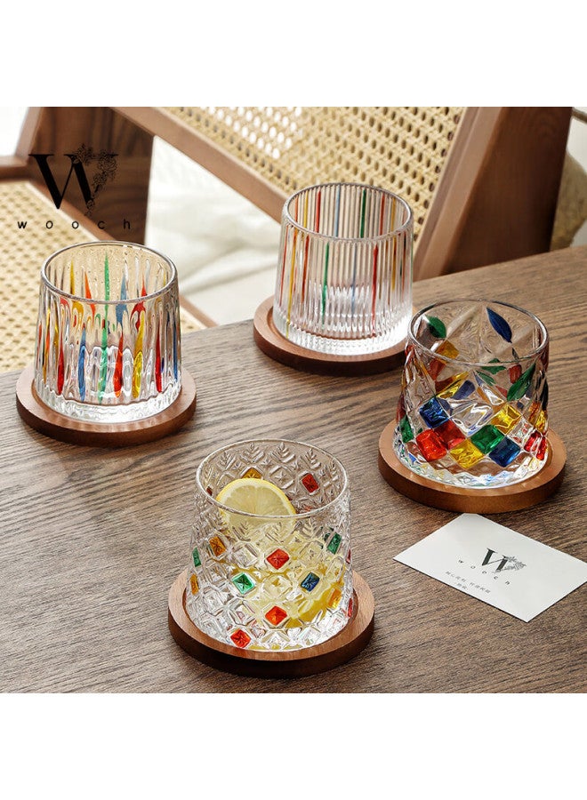 Wooch Wedding Gift Painted Rotating Glass Cup Set, High-quality Cups In A Gift Box, Birthday And Housewarming Gift - Image 1