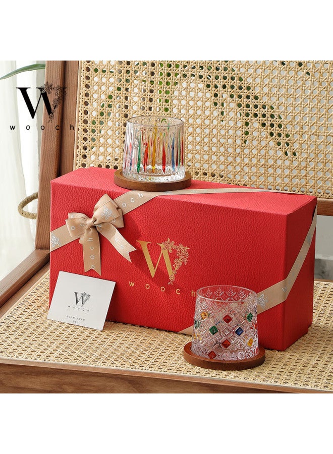 Wooch Wedding Gift Painted Rotating Glass Cup Set, High-quality Cups In A Gift Box, Birthday And Housewarming Gift - Image 2
