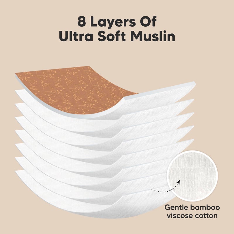 KeaBabies 5-Pack Muslin Burp Cloths Baby Boy, Girl - Very Absorbent Baby Burp Cloth Rags, 8-Layers Viscose Derived from Bamboo Cotton Muslin Towel, Super Soft Spit Up Rags, No Shrink Washcloths (Fall Spores) - Image 4