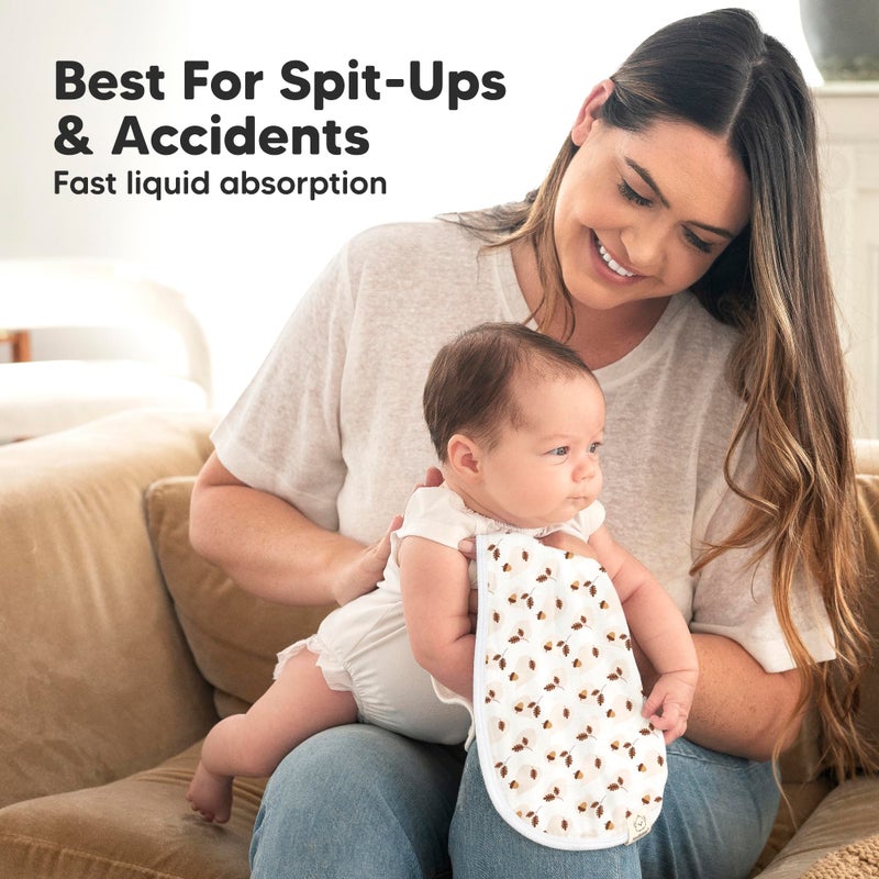 KeaBabies 5-Pack Muslin Burp Cloths Baby Boy, Girl - Very Absorbent Baby Burp Cloth Rags, 8-Layers Viscose Derived from Bamboo Cotton Muslin Towel, Super Soft Spit Up Rags, No Shrink Washcloths (Fall Spores) - Image 5