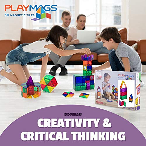 Playmags Magnetic Tiles  30-Piece Magnet Squares Expansion Set  Construction Building Blocks  Starter Set for Kids Ages 3+ - Image 3