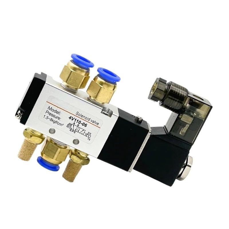 Pneumatic 4V110-06 1/8 Air Solenoid Valve 5 Way Port 2 Position Gas Pneumatic Electric Magnetic Valves DC12V 24V 110V 220V yunshop(Led-4V110-06 PC4,DC12V) - Image 4