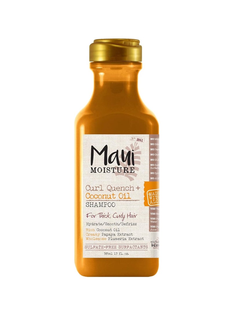 MAUI MOISTURE Maui Moisture Curl Quench + Coconut Oil Curl-Defining Anti-Frizz Shampoo to Hydrate and Detangle Tight Curly Hair, Softening Shampoo, Vegan, Silicone & Paraben-Free, 13 fl oz  - Image 1