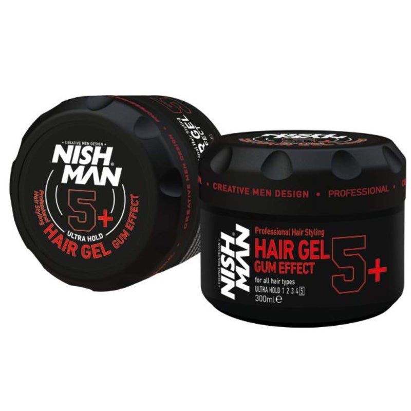 nishman Hair Styling Series (5+ Ultra Hold Styling Gel Gum Effect, 300ml)