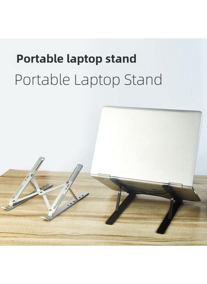Laptop Desktop Bracket N3 Aluminum Alloy Folding Lifting Portable Base Heat Dissipation Heightening Bracket Adjustment-Color:Black - Image 5
