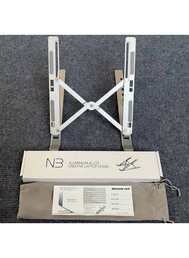 Laptop Desktop Bracket N3 Aluminum Alloy Folding Lifting Portable Base Heat Dissipation Heightening Bracket Adjustment-Color:Black - Image 2