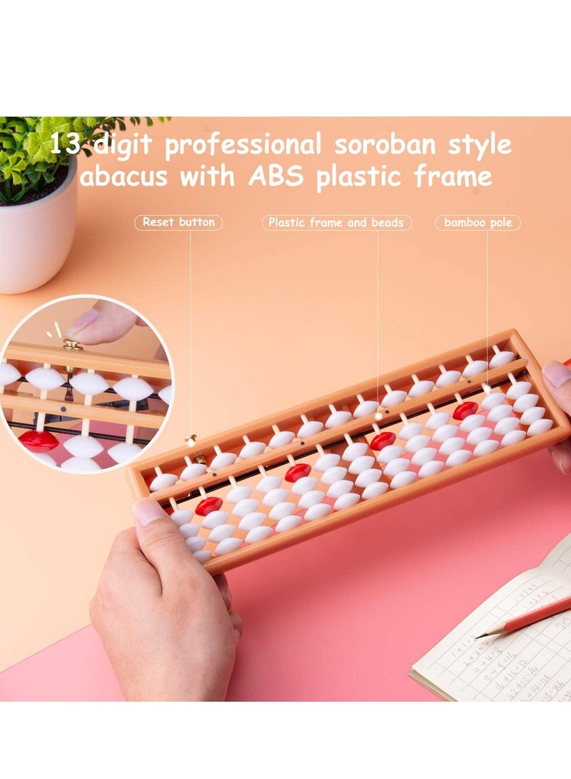 SYOSI Soroban plastic abacus with 13 rows Chinese calculator counting tool with reset button - Image 5
