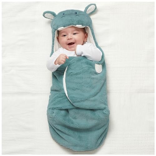 GUND Baby Oh So Snuggly Hippo Blanket Wrap Plush Hooded Baby Blanket Wrap for Newborns BlueCream 26 - Image 3
