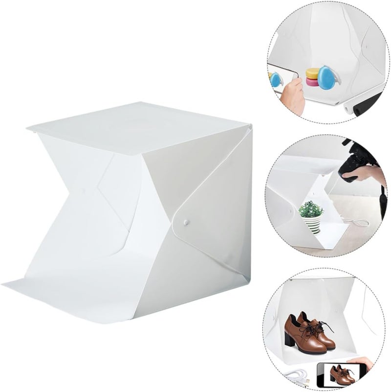 Kichvoe 20cm Mini Folding Photography Light Tent Portable LED Photo Light Box with Dual-Color Backdrops for Product Shooting and Display - Image 4