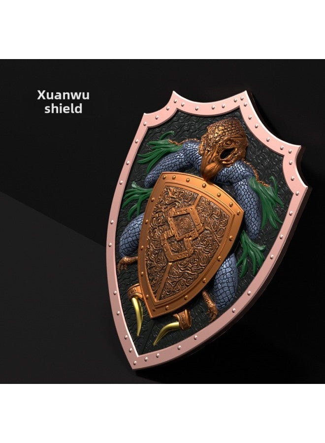 Toy Sword Simulation Vermilion Sword Shield Children's Toy Sword Soft Rubber Material PU Sword Set Sword Toy-Color:Xuanwu Shield  - Image 1