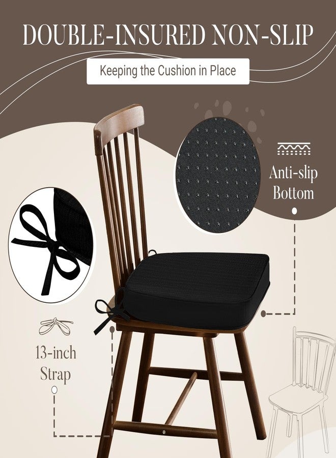 Basic Beyond Chair Cushions for Dining Chairs 4 Pack, D-Shaped Kitchen Chair Cushions with Ties Set of 4, 2.5" Thick Seat Cushions for Dining Room/Kitchen Chairs, 17" x 16", Black - Image 5
