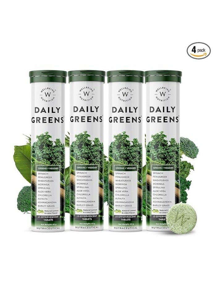WELLBEING NUTRITION - Pack Of 4 Daily Greens 15 Tablets - Image 1