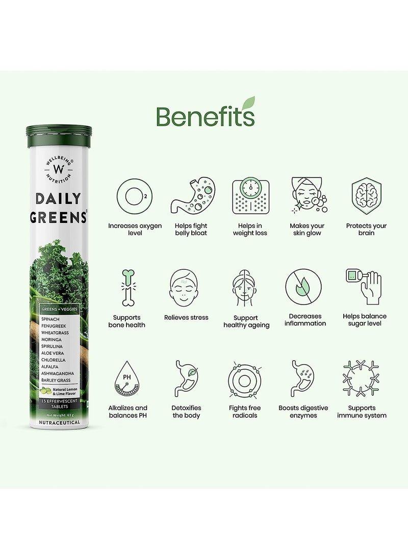 WELLBEING NUTRITION - Pack Of 4 Daily Greens 15 Tablets - Image 1