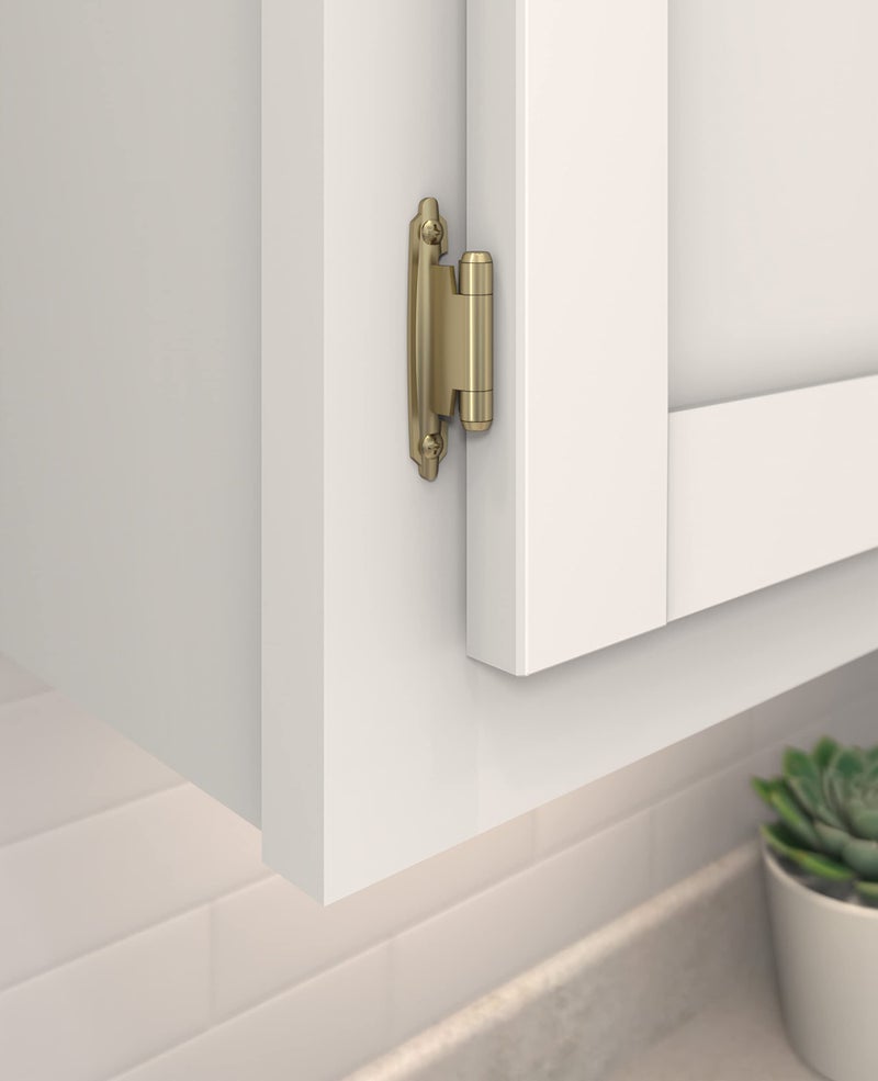 Amerock BPR3429BBZ | Cabinet Hinge | Variable Overlay Self Closing Face Mount | Golden Champagne | Kitchen Cabinet Door Hinge | 1 Pair/2 Pack | Functional Hardware - Image 2