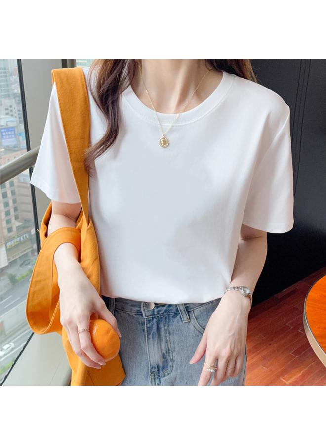 Song Feng Ya Loose Cotton Short-sleeved T-shirt Women's Summer New Style Beautiful Top Design Sense Printed Sweatshirt Women's Round Neck Spring And Autumn 
