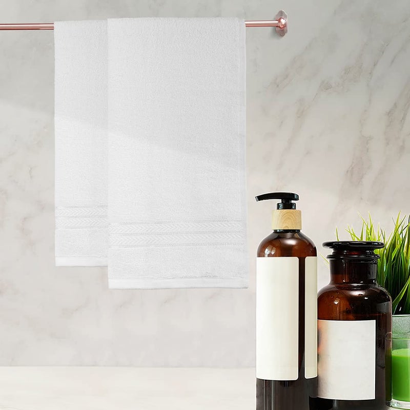 Layers 100% Cotton Hand Towel, 400 GSM (White, Solid Pattern) Tuscany Collection, Light Weight, Zero Twist, Moisture Absorbent, Quick Dry Towel, Bathroom Accessories (Pack of 2) - Image 5