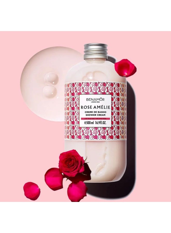 BENAMÕR Rose Amelie Shower Cream – Velvety Rose-Scented Body Wash with Argan Oil, Shea Butter & Aloe Vera | Softening, Nourishing Cleanser – 500ml - Image 2