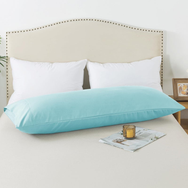 Whatsbedding Body Pillow Cover  Ultra Soft Microfiber Pillowcases  Breathable Long Pillow Case  Envelope Closure - Light Blue (20X54 Inch) - Image 2