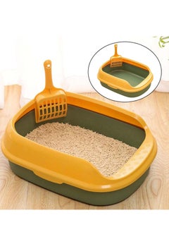Cat Litter Box Pet Litter Tray Kitten Pan Toilet Shovel Bedpan Green