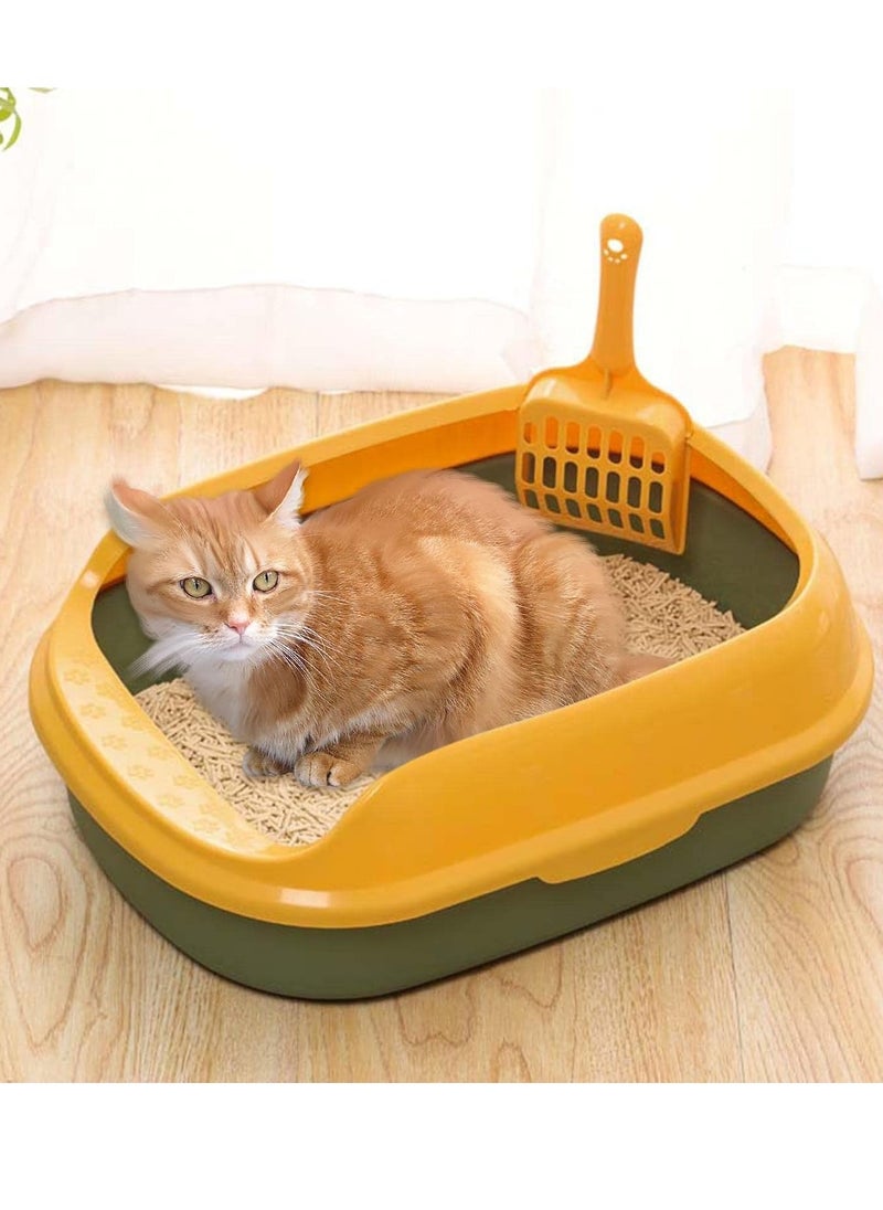 vsell24 - Cat Litter Box Pet Litter Tray Kitten Pan Toilet Shovel Bedpan Green - Image 1