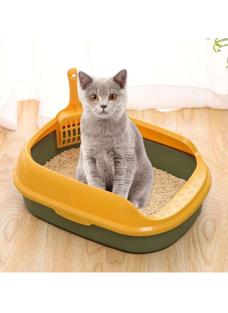 vsell24 - Cat Litter Box Pet Litter Tray Kitten Pan Toilet Shovel Bedpan Green - Image 1