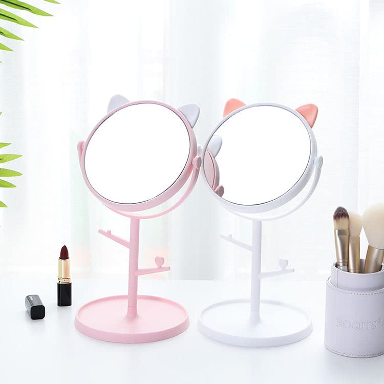 Mockery Cute Rotatable Makeup Mirror with Cat Ears-Shaped, Decor Standing Desktop Makeup Mirror, Multipurpose Kitten Design Portable Tabletop Vanity Mirror Suitable for Bathroom Or Bedroom (White) - Image 5