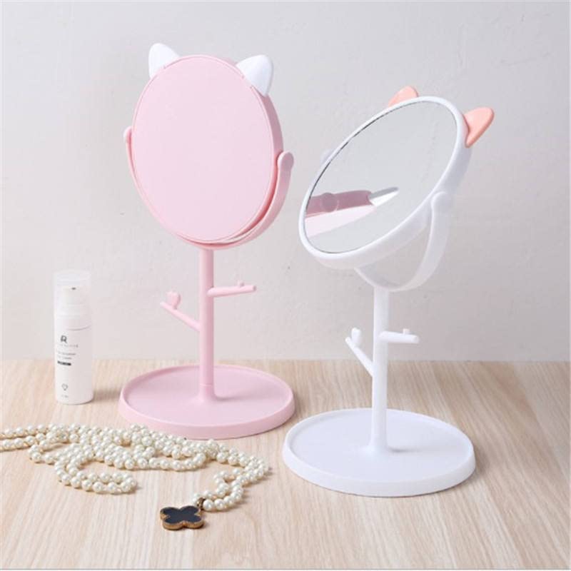 Mockery Cute Rotatable Makeup Mirror with Cat Ears-Shaped, Decor Standing Desktop Makeup Mirror, Multipurpose Kitten Design Portable Tabletop Vanity Mirror Suitable for Bathroom Or Bedroom (White) - Image 3