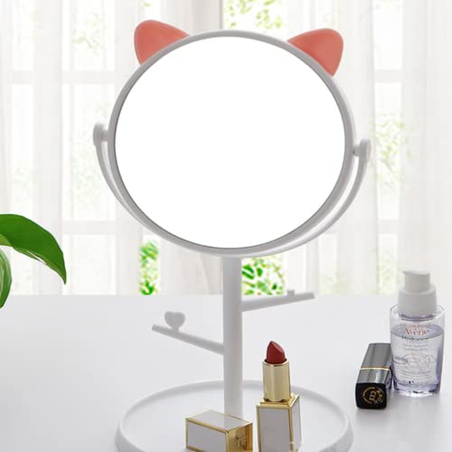 Mockery Cute Rotatable Makeup Mirror with Cat Ears-Shaped, Decor Standing Desktop Makeup Mirror, Multipurpose Kitten Design Portable Tabletop Vanity Mirror Suitable for Bathroom Or Bedroom (White) - Image 4